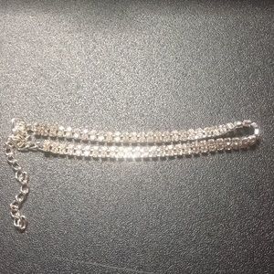 2 Strand Rhinestone Silver Tone Anklet